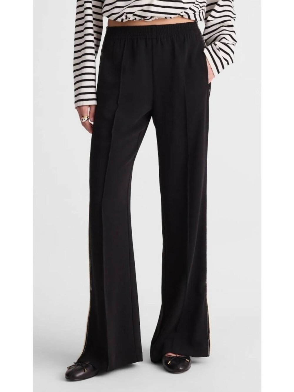 Madewell NZ253 Pull-On Bootcut Track Pants Women's Size Small in Jet Black NWT!